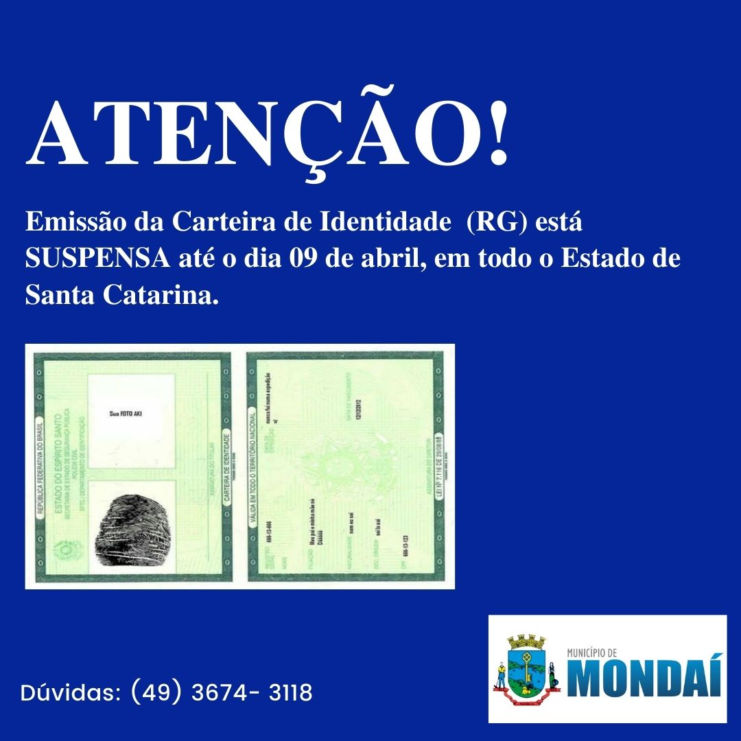 Emissão de carteiras de identidade está suspensa até a próxima