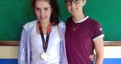 Atleta Grazieli Camila Machado e sua treinadora de xadrez Keila Neitzel